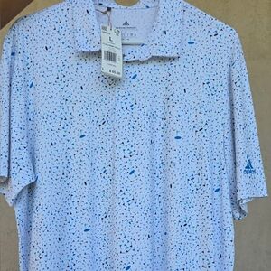 Adidas Blue Flag Print Polo Shirt